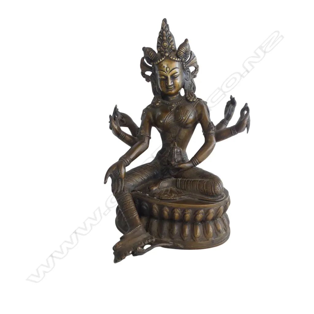 INDIAN BRONZE SIX ARM DEITY H.290mm Image 1++
