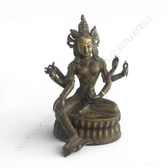 INDIAN BRONZE SIX ARM DEITY H.90mm