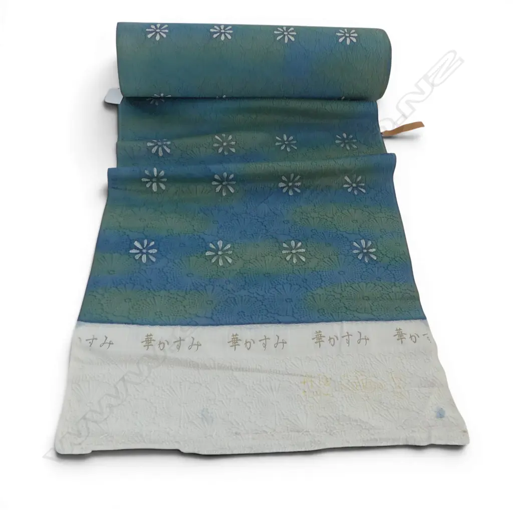 Unused 1980's NISHIJIN TEXTILE (Kyoto) JAPANESE floral raised pattern SILK ROLL L.12M W.370mm. New old stock... Image 1++