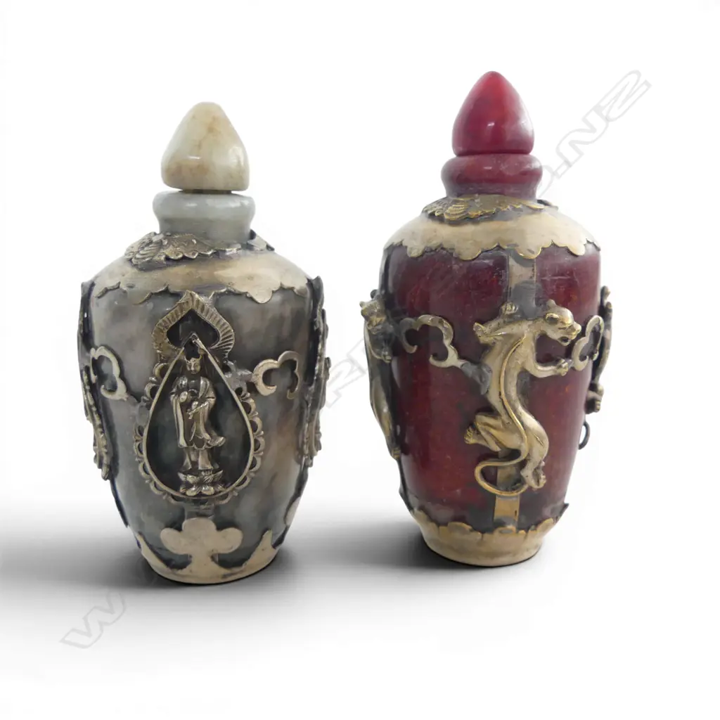 4 ORIENTAL SNUFF BOTTLES H.100mm Image 1++