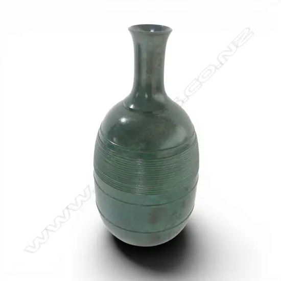 VINTAGE JAPANESE BRONZE VASE by MASTER ARTIST HASUDA SHUGORO, 1970s, H.230mm, cast signature to base