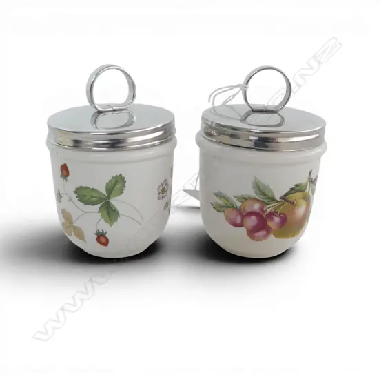 2 WEDGWOOD EGG CODDLERS one wild strawberry pattern