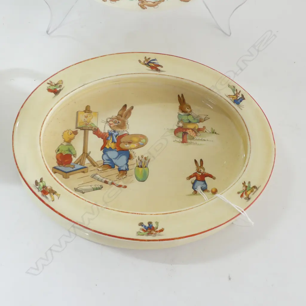 ROYAL DOULTON BUNNYKINDS BABY BOWL + CUP & ROYAL WINTON BUNNY'S PLAYTIME W.210mm Image 1++