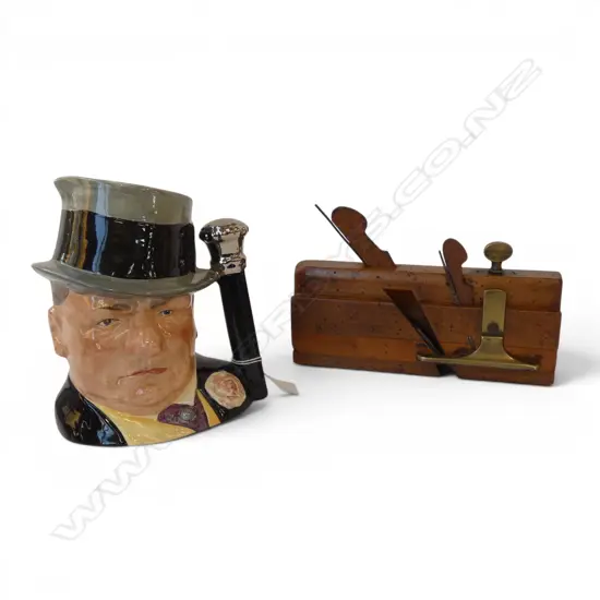ROYAL DOULTON 'W. C. FIELDS' TOBY JUG H.190mm, WOODEN PLANE L.235mm