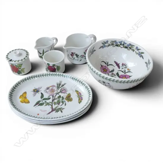 8 PCES PORTMEIRION 'BOTANIC GARDEN' INCL. BOWL 240mm dia