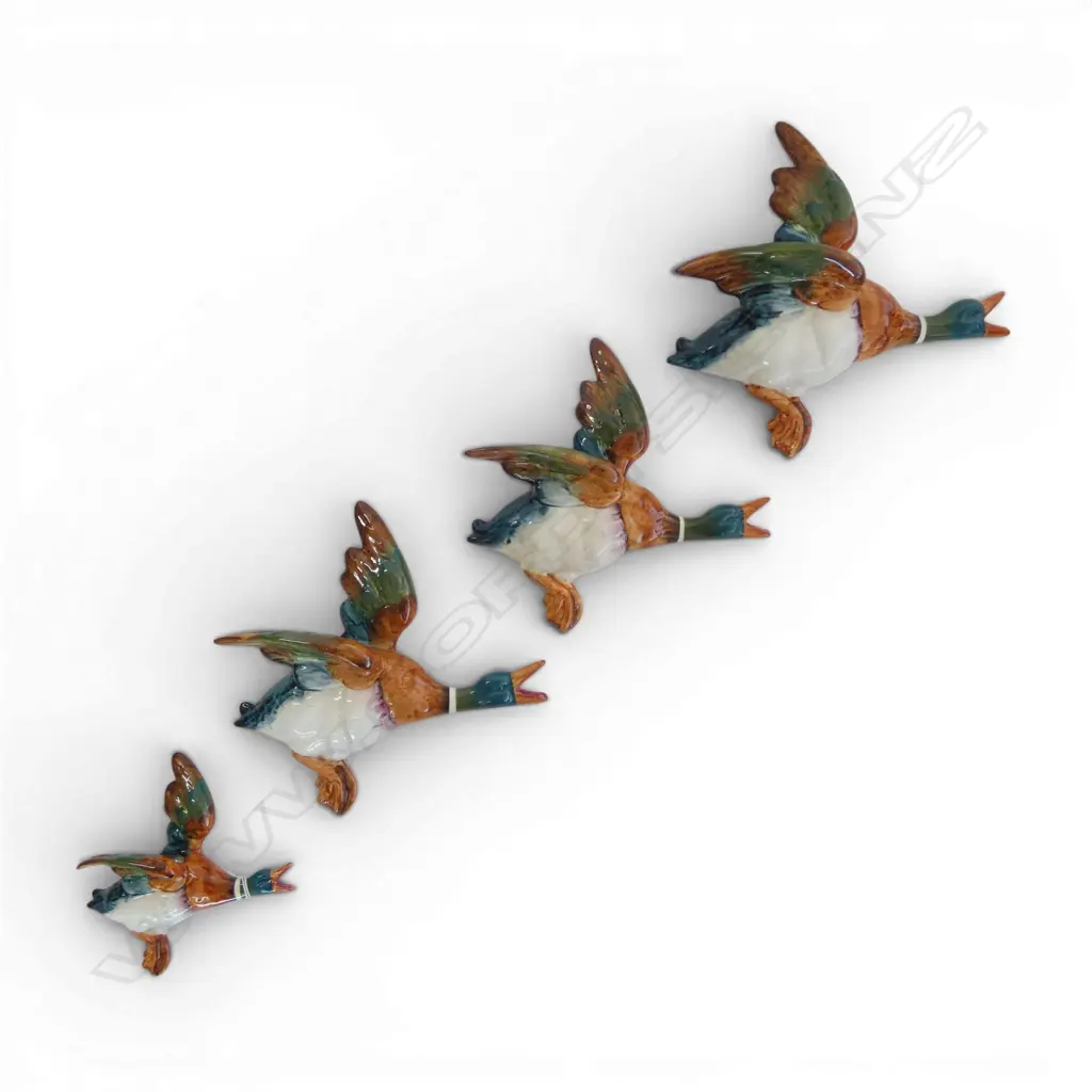 4 BESWICK WALL DUCKS; LARGEST H.250mm w. TOP WING REPAIRED Image 1++