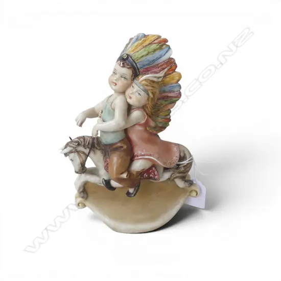 ITALIAN BORSATO 'INDIAN GAME' FIGURINE H.185mm + CERTIFICATE