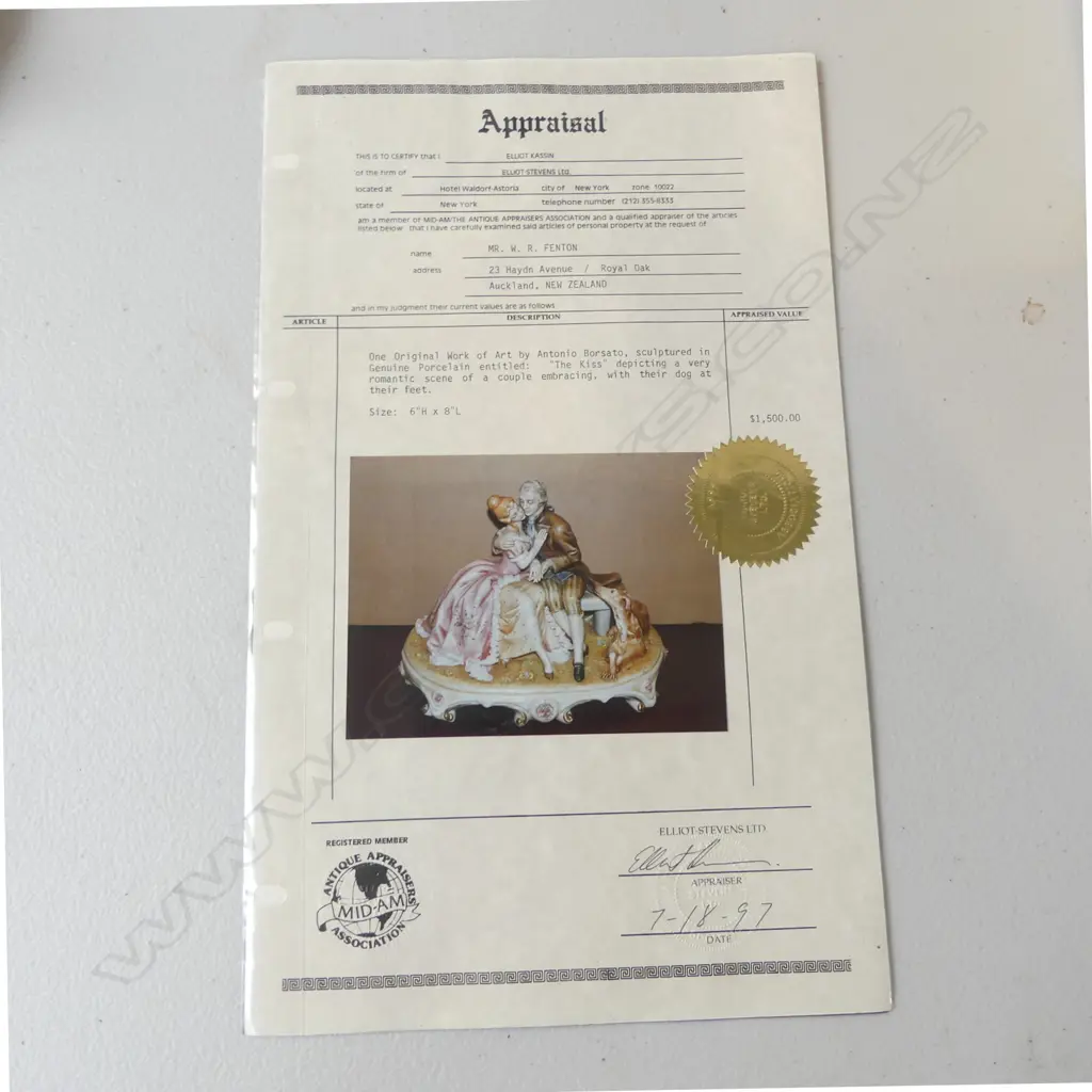 ITALIAN BORSATO 'THE KISS' H.150mm + CERTIFICATE Image 1++