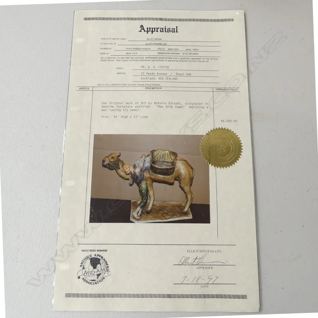 ITALIAN BORSATO 'MAN WITH CAMEL' H.230mm + CERTIFICATE Image 1++