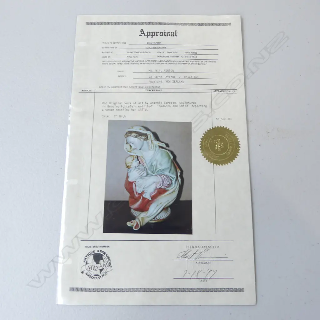 ITALIAN BORSATO 'MADONNA AND CHILD' H.165mm + CERTIFICATE Image 1++