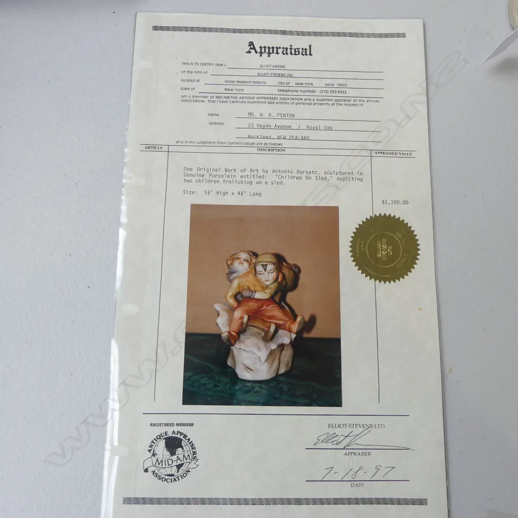 ITALIAN BORSATO 'CHILDREN ON SLED' H.130mm + CERTIFICATE Image 1++