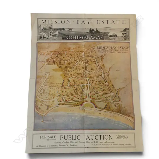 100 YEAR OLD POSTER (Dble sided) OF SALE BY AUCTION 551 SECTIONS IN MISSION BAY 1925