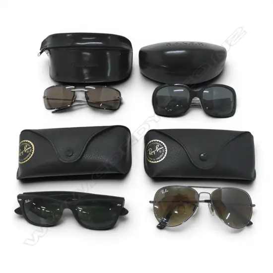 4 PRS SUNGLASSES; 2 RAY BAN, RALPH LAUREN, DOLCE & GABBANA - ALL CASED
