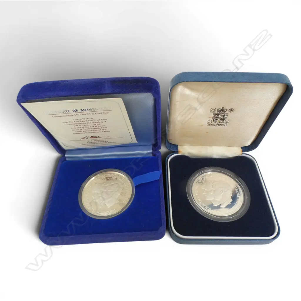 2 CASED 1981 ROYAL MARRIAGE COMM. .925 PROOF COINS 59.75gms TW Image 1++