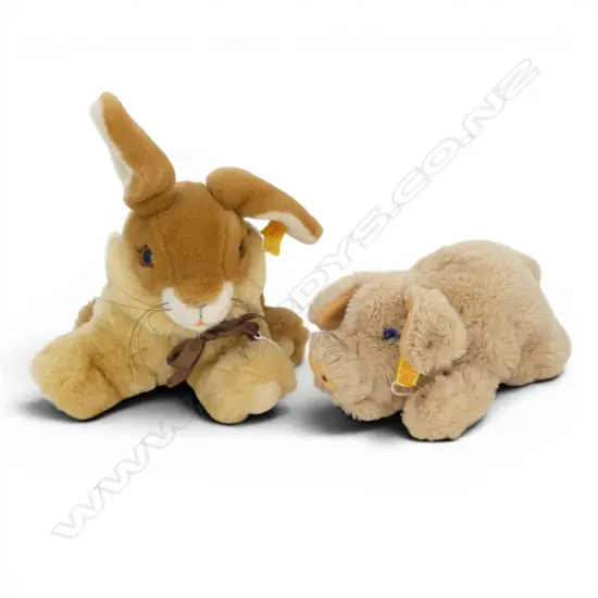 2 STEIFF SOFT TOYS; RABBIT & PIGLET