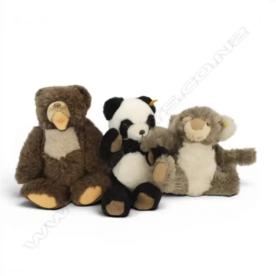 3 VINTAGE STEIFF TOYS; BEAR, PANDA & KOALA