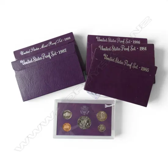 FIVE USA COIN PROOF SET’S 1984-88