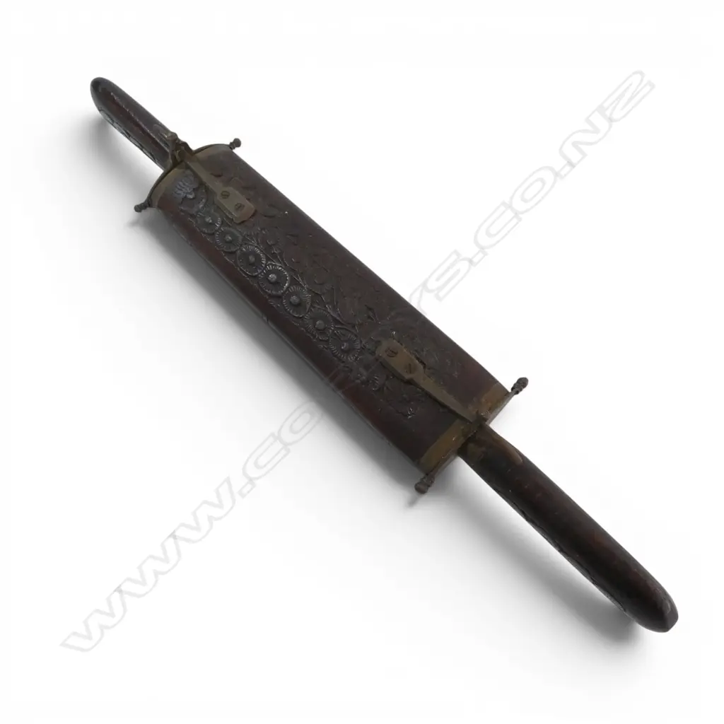 INDIAN BRASS & WOOD KNIFE & FORK SET L.450mm Image 1++