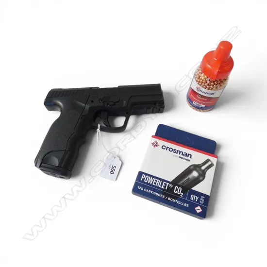 STEYR M9-A1 MANNLICHER 177 CAL AIR PISTOL + 5 CROSMAN CARTRIDGES,& 1500 COPPER COATED STEEL BBS BULLETS