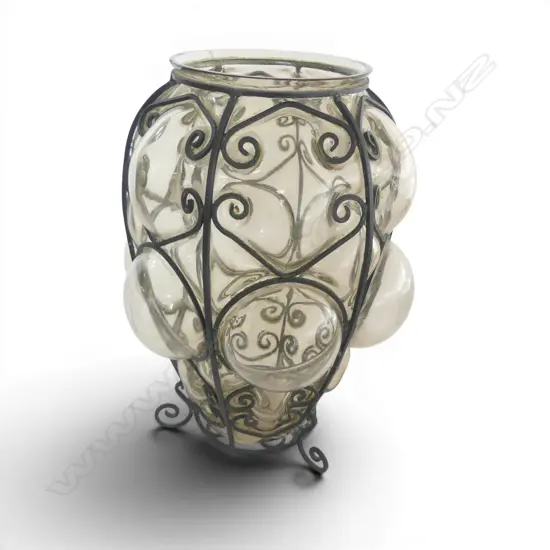 MURANO BUBBLE GLASS VASE/SHADE rim chipped H.280mm