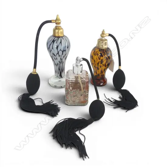 3 GLASS PERFUME BOTTLES