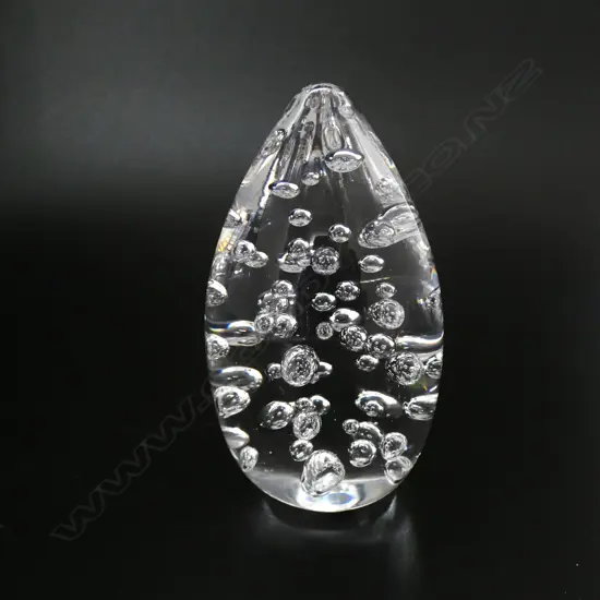 SEVRES FRANCE GLASS PAPER WEIGHT with bubble inclusions. H.100mm.