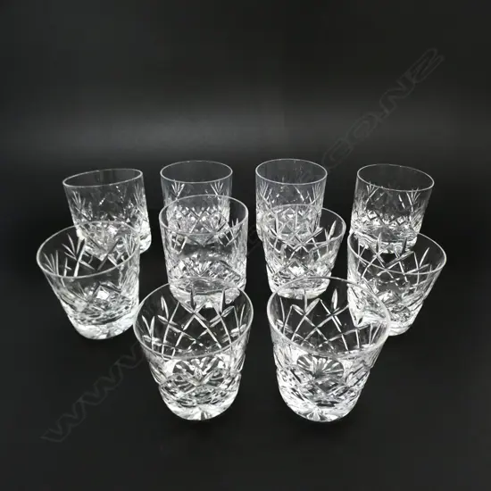10 CRYSTAL WHISKEY GLASSES (5+4+1) H.85mm