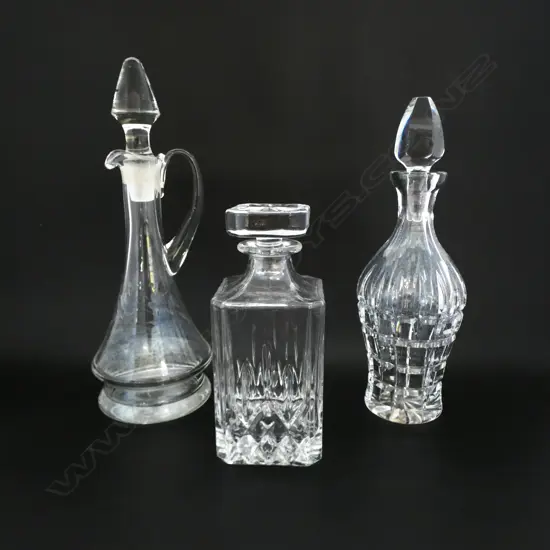 3 CRYSTAL DECANTERS H.335mm