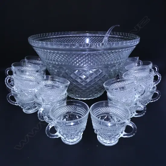 GLASS PUNCH BOWL + 18 CUPS Dia.350mm