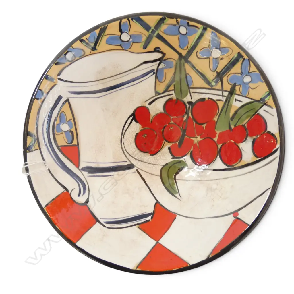 FRAN DIBBLE BOWL, Dia.300mm, signed '93, crazing & marks Image 1++