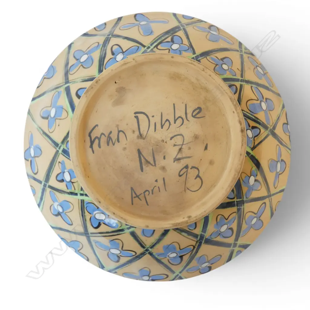 FRAN DIBBLE BOWL, Dia.300mm, signed '93, crazing & marks Image 1++