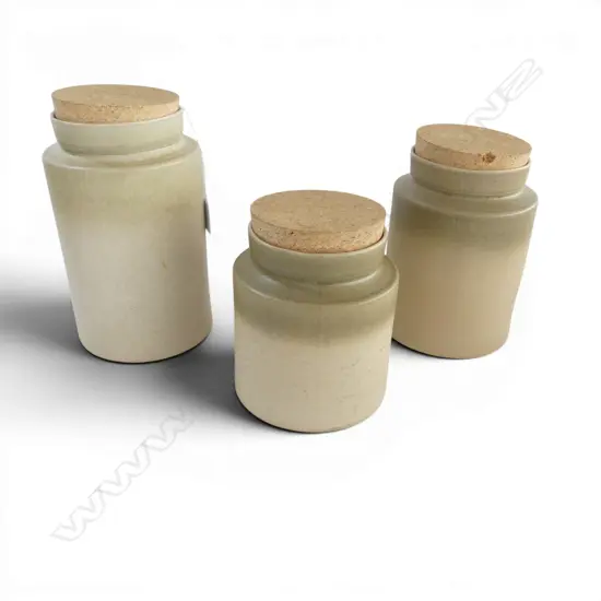 3 TEMUKA POTTERY STORAGE JARS H.250mm