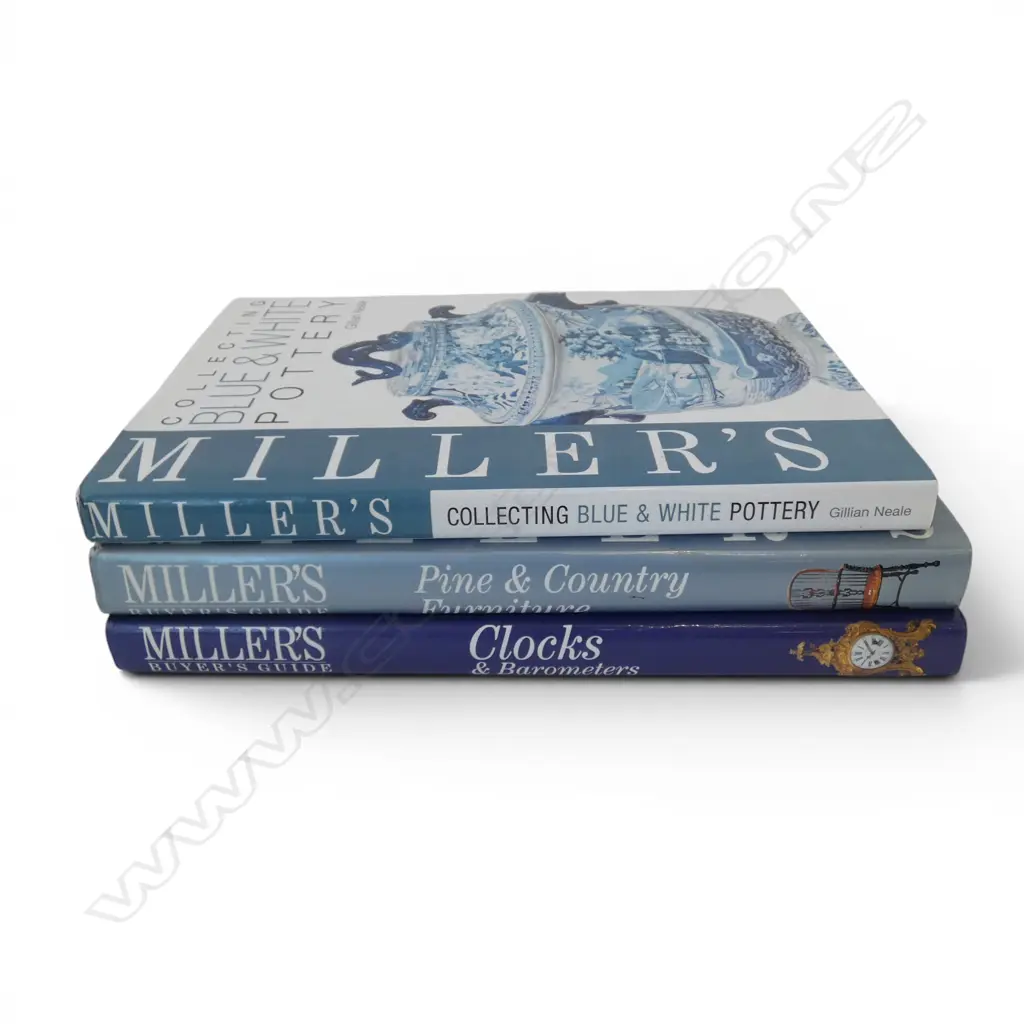 3 MILLERS REFERENCE BOOKS B&W POTTERY, CLOCKS BAROMETERS, FURNITURE, L.265MM Image 1++