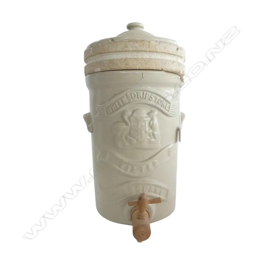 VICT SALT GLAZED WATER FILTER MELBOURNE LABLE CHIP TO LID H440MM Image 1++
