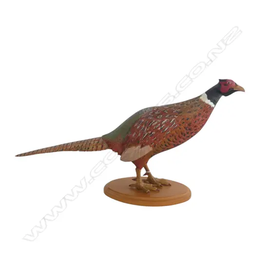 CARVED WOODEN PHEASANT L.770mm top eye feather repaired