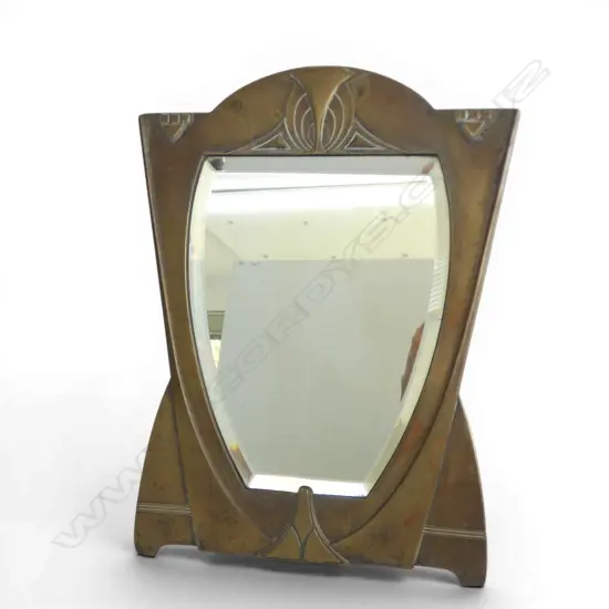 ART NOUVEAU BRASS MIRROR, TABLE STANDING, H.400x300mm