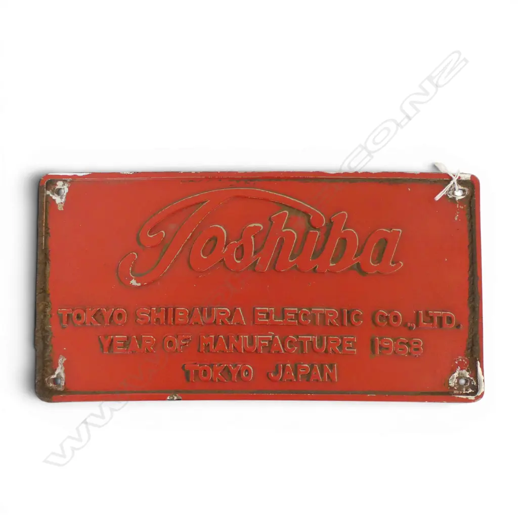 VINTAGE 1968 TOSHIBA CAST ALLUMINIUM ADVERTIZING SIGN L360  Image 1++