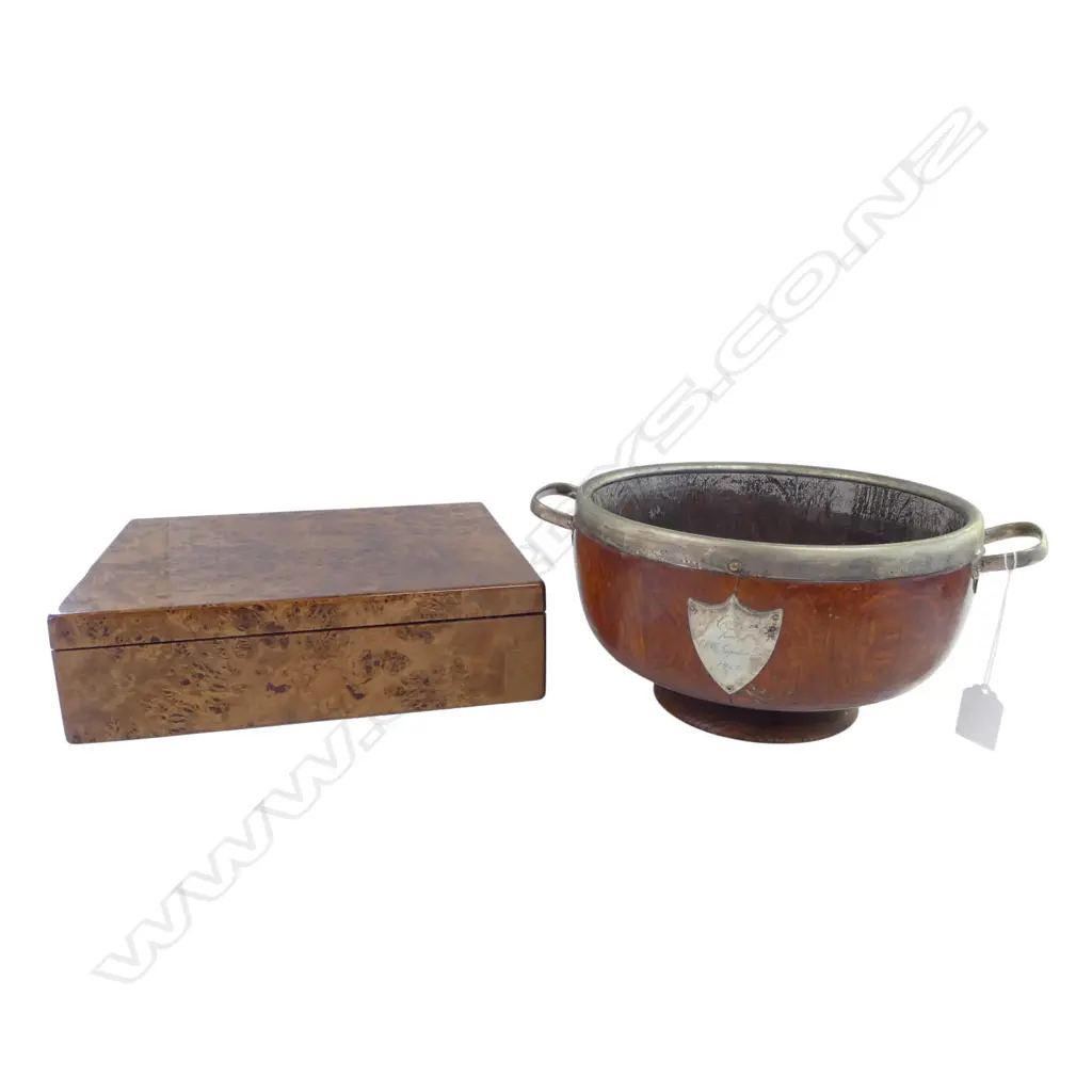 2 WOODEN CONTAINERS; DILMAH TEA W.285mm, BOWL 240mm dia Image 1++