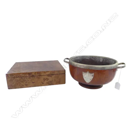 2 WOODEN CONTAINERS; DILMAH TEA W.285mm, BOWL 240mm dia