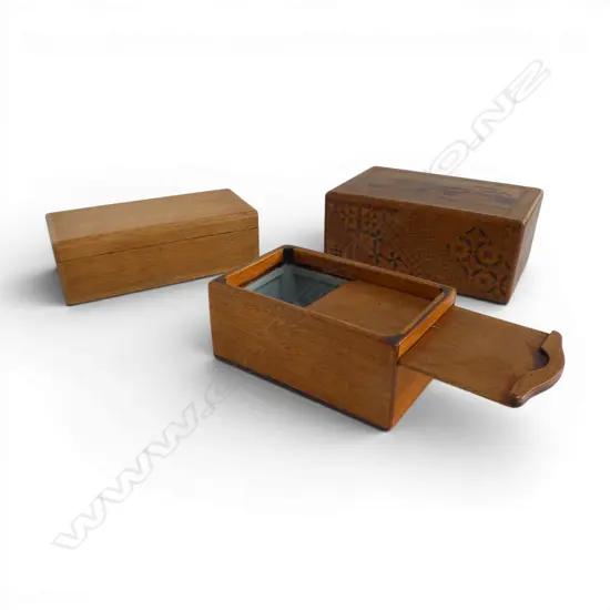 3 WOODEN BOXES W.185mm
