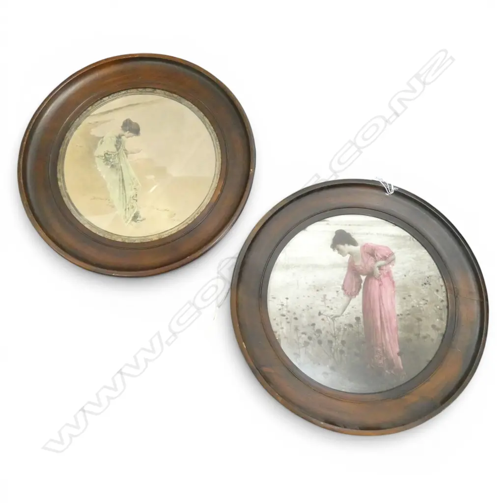 2 PRINTS; SHELL SEEKER, FLOWER PICKER 285mm dia Image 1++