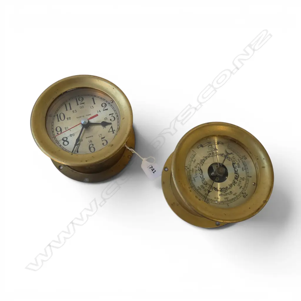 BAROMETER & SHIPS CLOCK 140mm dia Image 1++