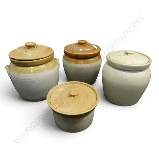4 LIDDED CROCKS H.300mm