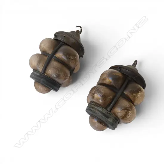 PR MODERN ANTIQUE STYLE CAGED GLASS PENDANT SHADES H.270mm approx.