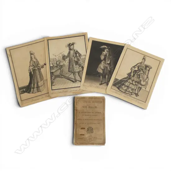 'THE OFFICIAL HANDBOOK of NZ A Collection of Papers By Experienced Colonists...1875' + 4 old engravings