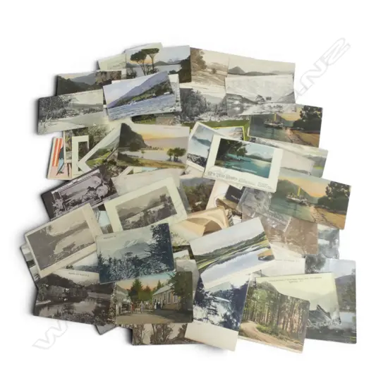 COLLECTION about 90 VINTAGE POSTCARDS mainly Queenstown + Wakatipu + Westport + Bluff + West Coast etc