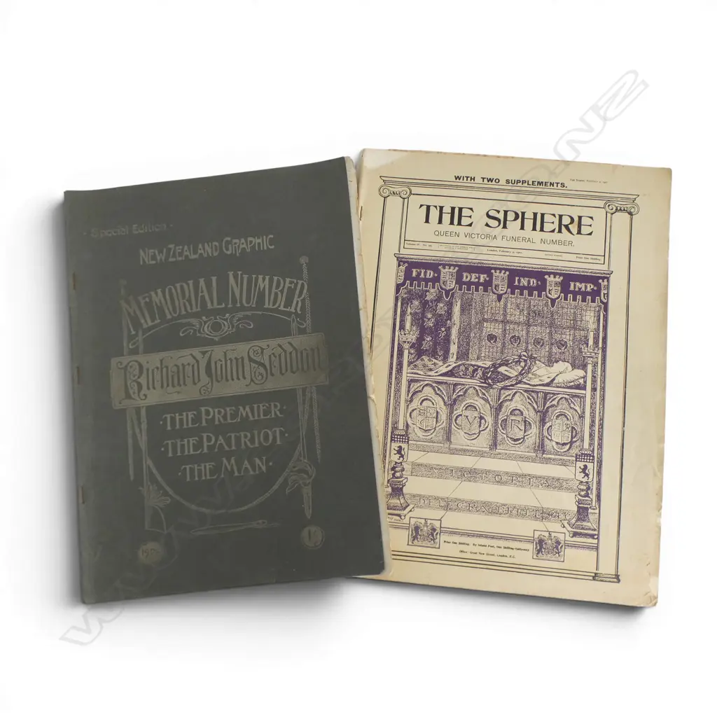 THE SPHERE Queen Victorian in Funeral Supplement Feb. 9 1901 + NZ Graphic Memorial Number R.J. Seddon 1906 Image 1++