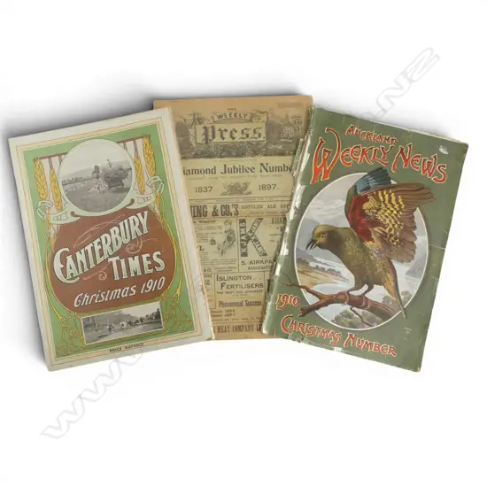 WEEKLY PRESS QUEEN VICTORIA DIAMOND JUBILEE NUMBER 1837-1897 + Auck. Weekly News1910 + Canterbury Times 1910