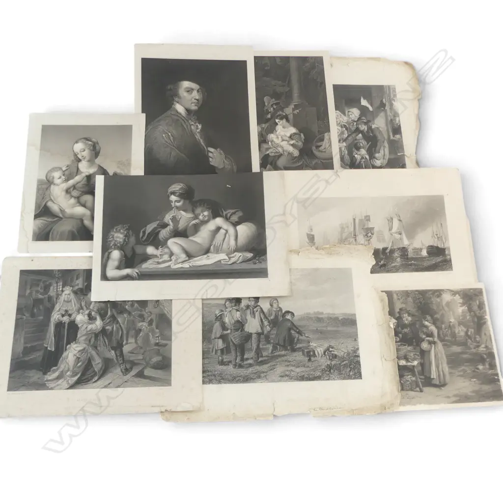 SERIES OF ANTIQUE ENGRAVINGS of works in the Vernon/National Galleries & Royal Collection, distressed condition Image 1++