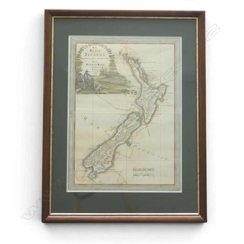 PRINT MAP OF NZ 'LA NUOVA ZELANDA' ROMA 1798 495x360mm Image 1++